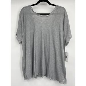 Nike Yoga Womens Gray Ribbed Knit Training T-Shirt Short Sleeve NEW Size 2X